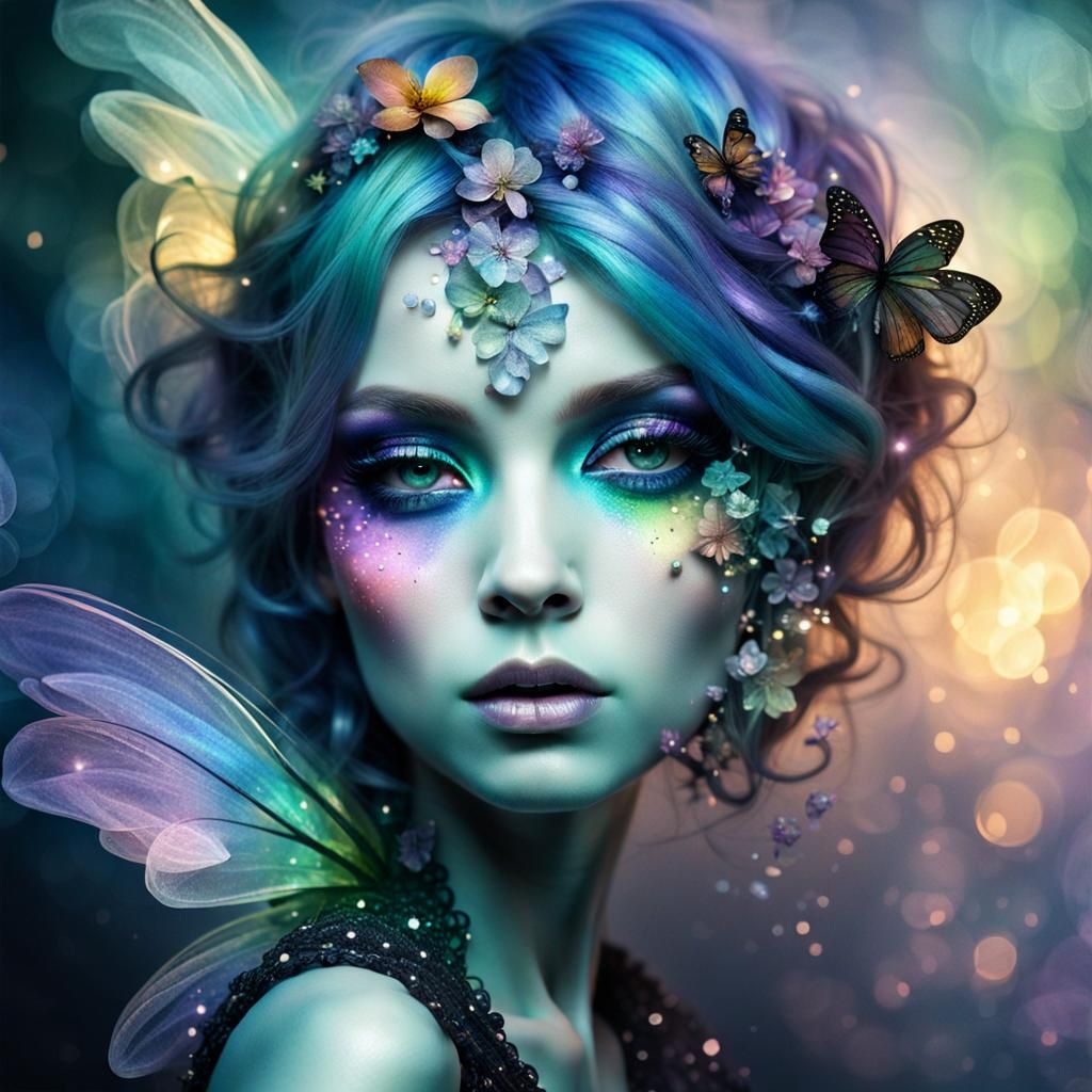 Ethereal Fairy with Smokey Colorful Wings