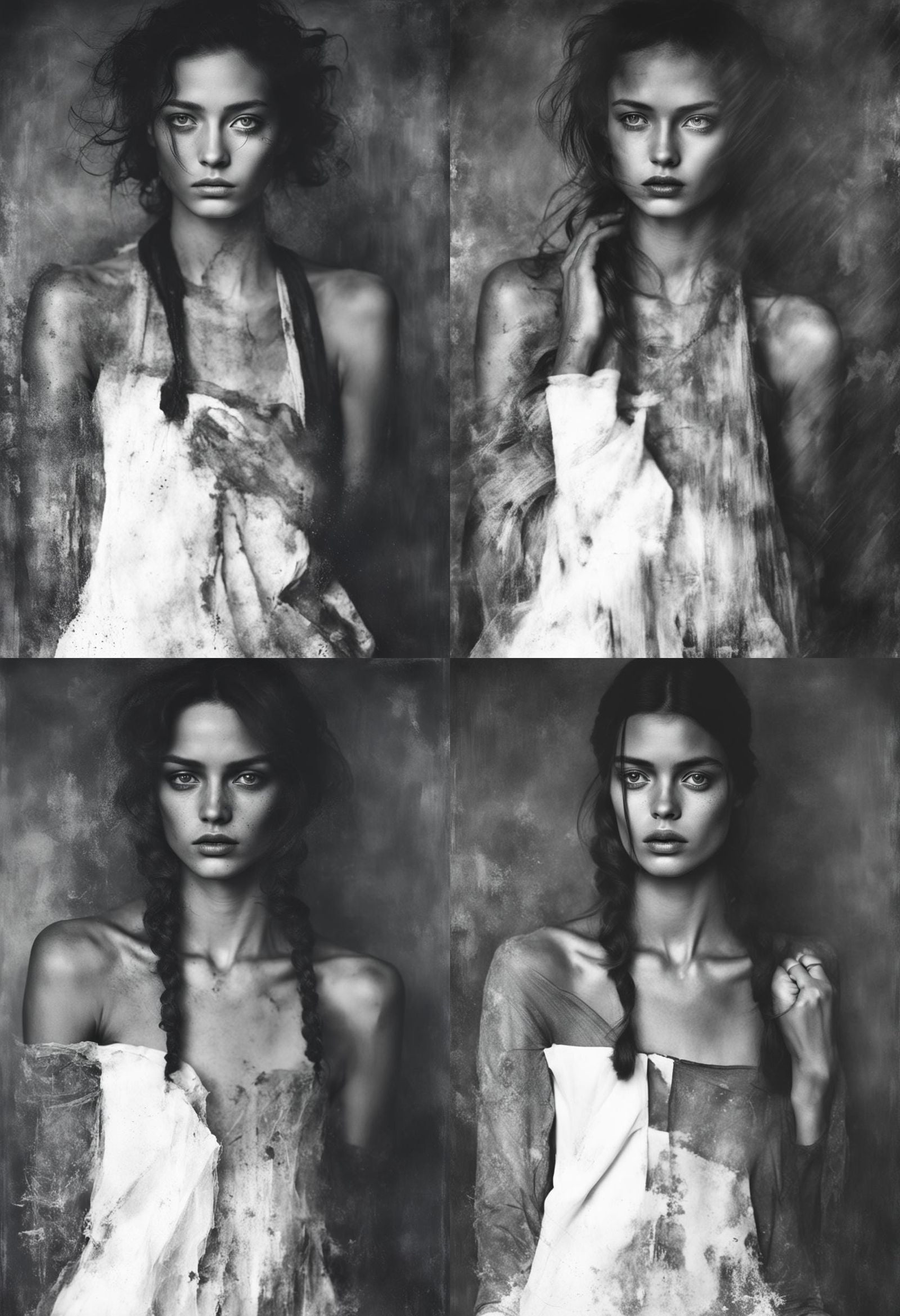 distressed beautiful woman in the style of Paolo Roversi, ((...