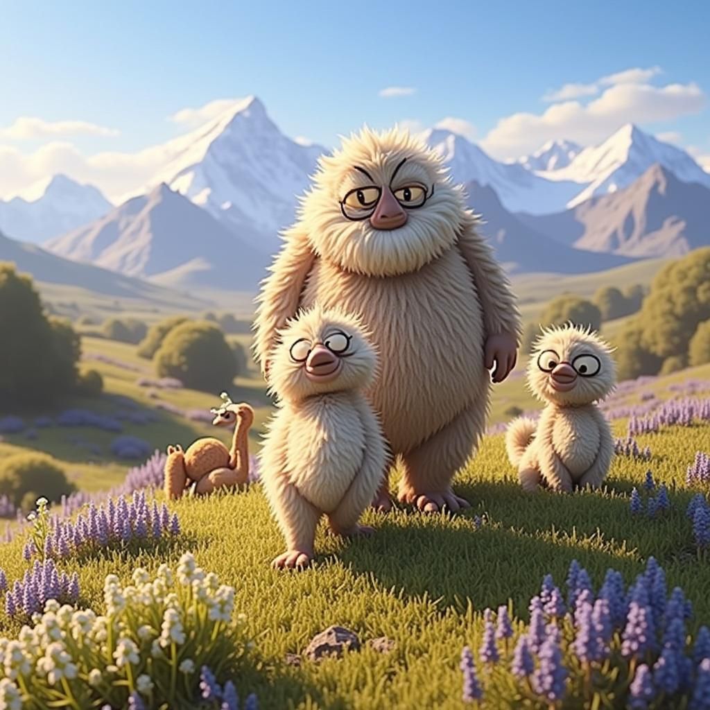 Pastel Plateau Landscape with Snowy Mountains