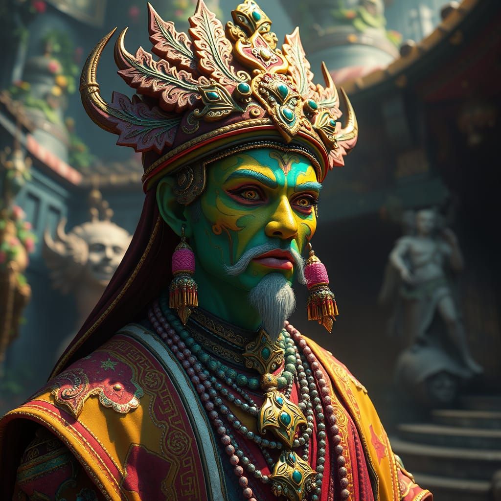 Ethereal Fantasy Warrior in Lush Enchanted Realm