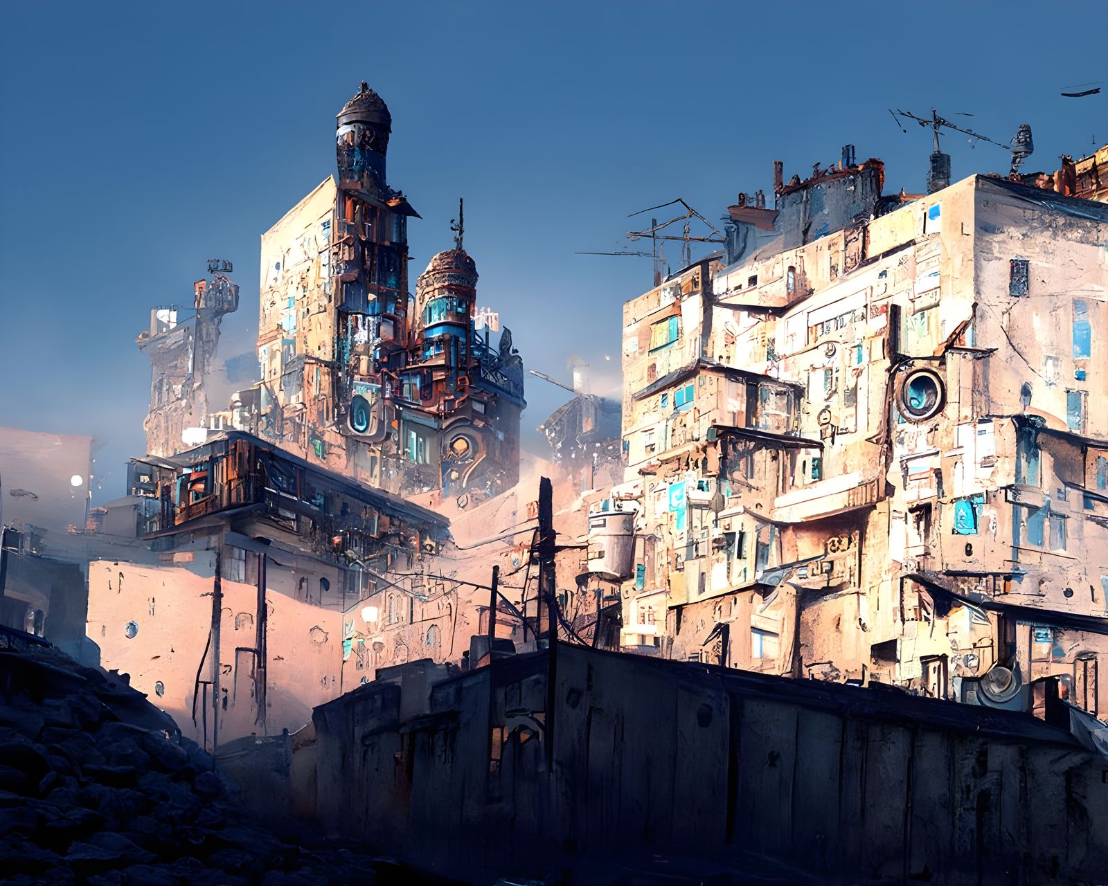 Cyberpunk Post-Apocalyptic Marseille Street View