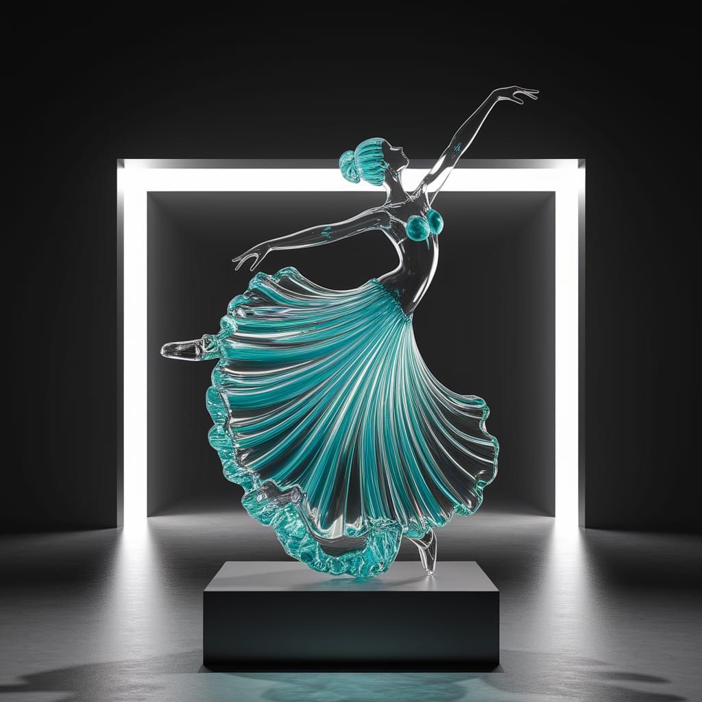 Elegant Turquoise Murano Glass Ballerina Figurine