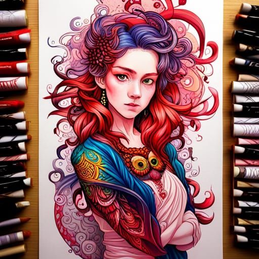 Chibi Red Owl: Photo Realistic Gouache Masterpiece