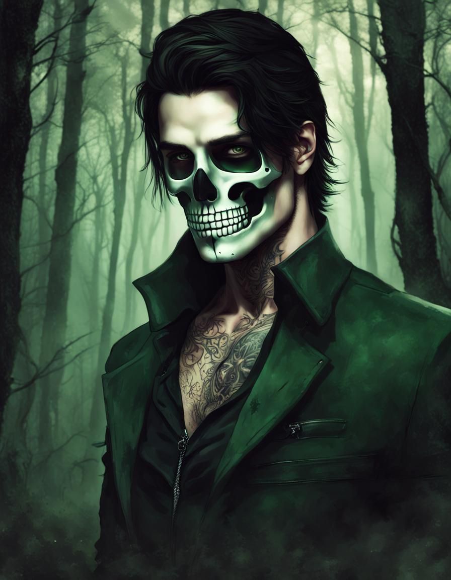 Dark Fantasy: Handsome Man with Skeleton Mask