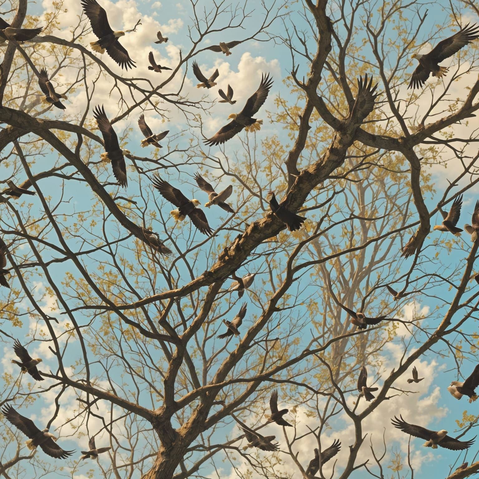 Eagles Soar Through the Sky