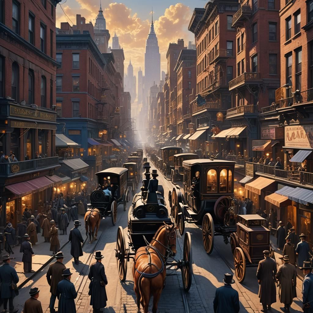 Fantastical Old New York City in Steampunk Style