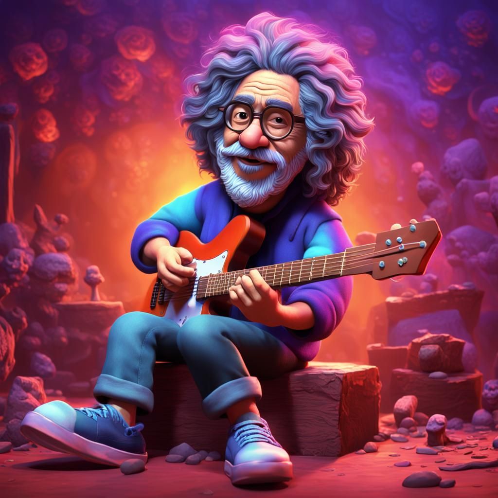 Jerry Garcia in Grateful Dead Pixar Style
