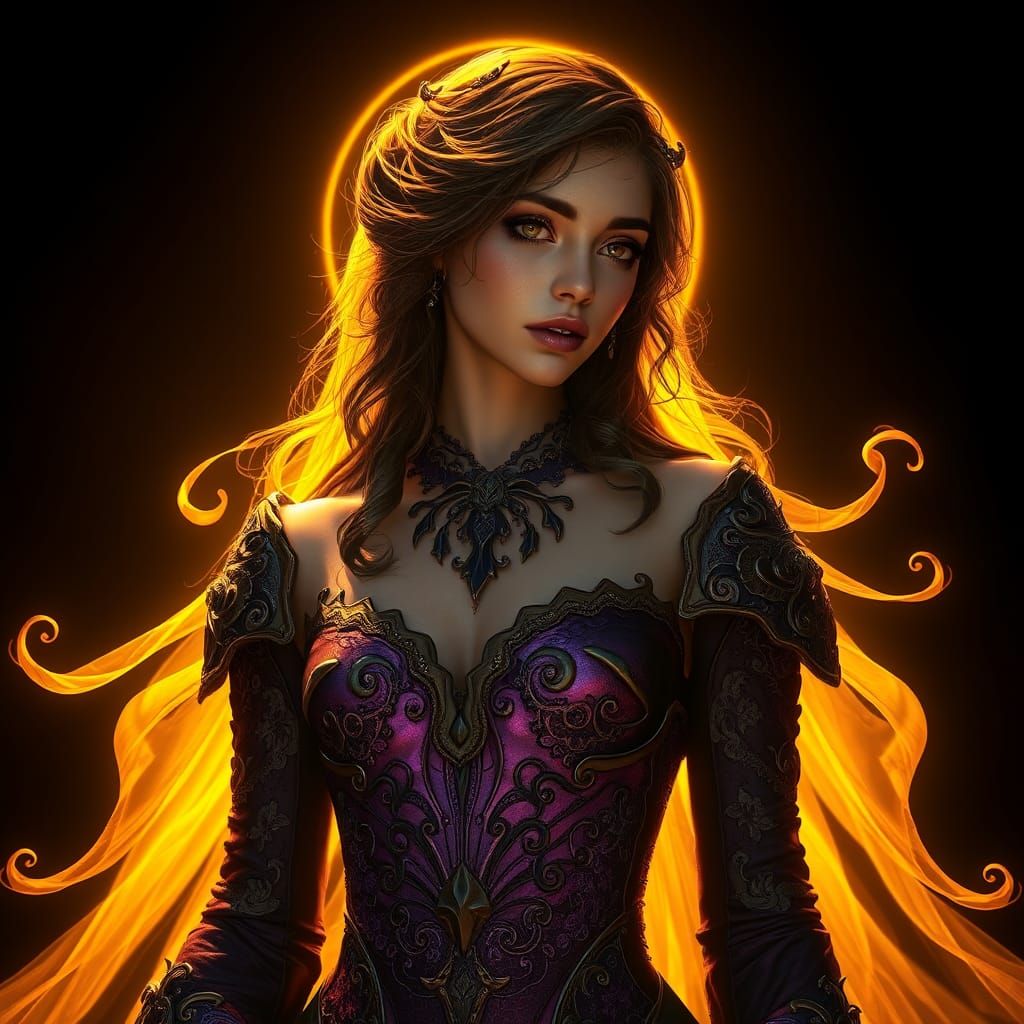 Dark Fantasy Heroine Eve in Art Nouveau Style