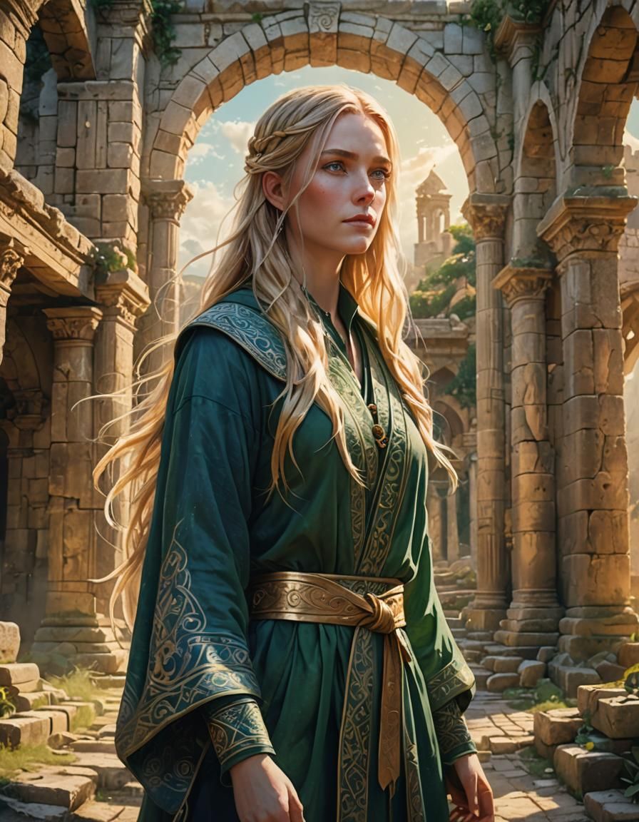 Female Mage, green robe