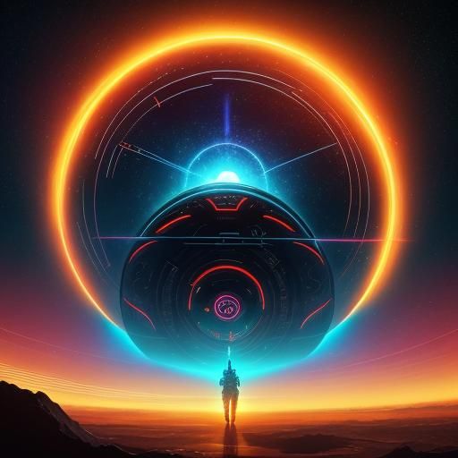 Gigantic Warp Gate in Surreal Sci-Fi Art