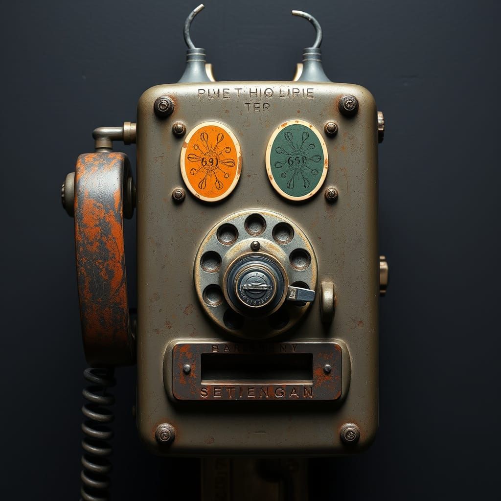 Steampunk Payphone with Whimsical Face