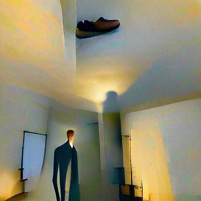 Melancholic Tall Man in a Towering Room
