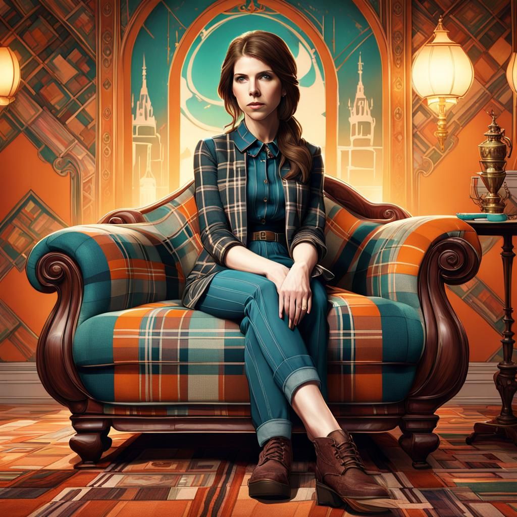 Anna Kendrick in Plaid Room: Hyperdetailed Concept Art