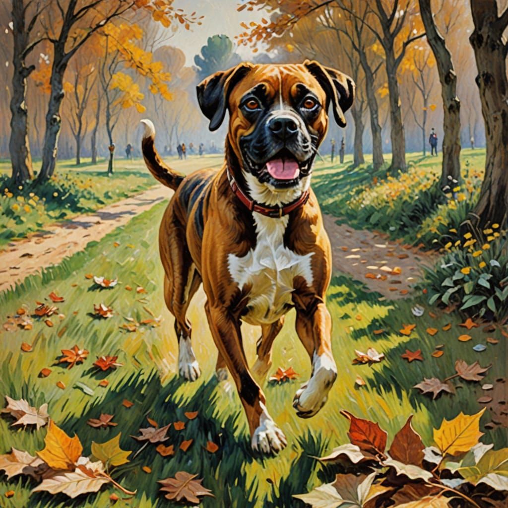 Joyful Hound Dog Leaps into Autumn Leaves in a Sun-Drenched ...