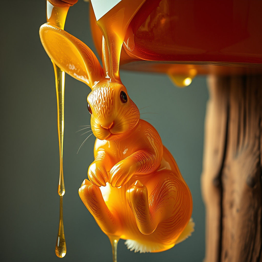 Honey Rabbit Yearning for the Jar: Hyperrealistic Art