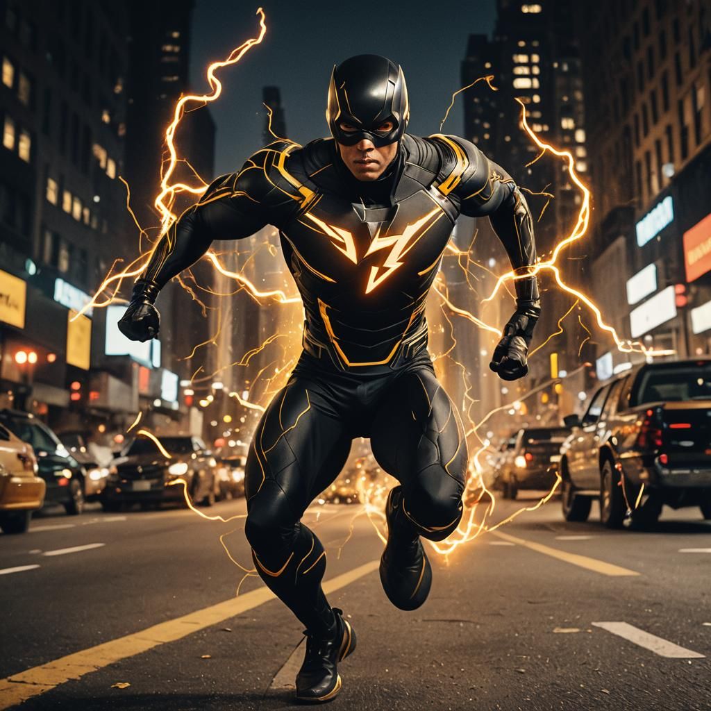 Night Speedster in New York with Lightning Trails