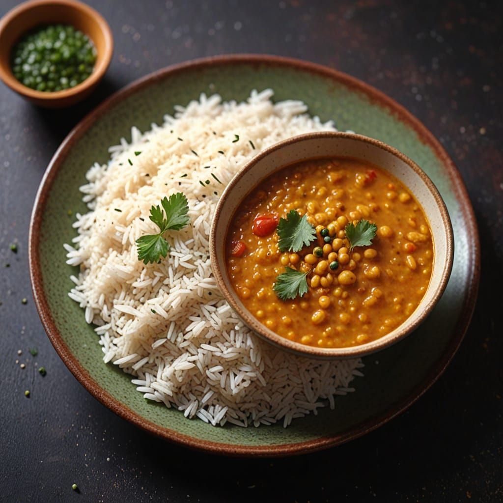 Steaming Jeera Rice & Tamato Dal: Splash Art Style