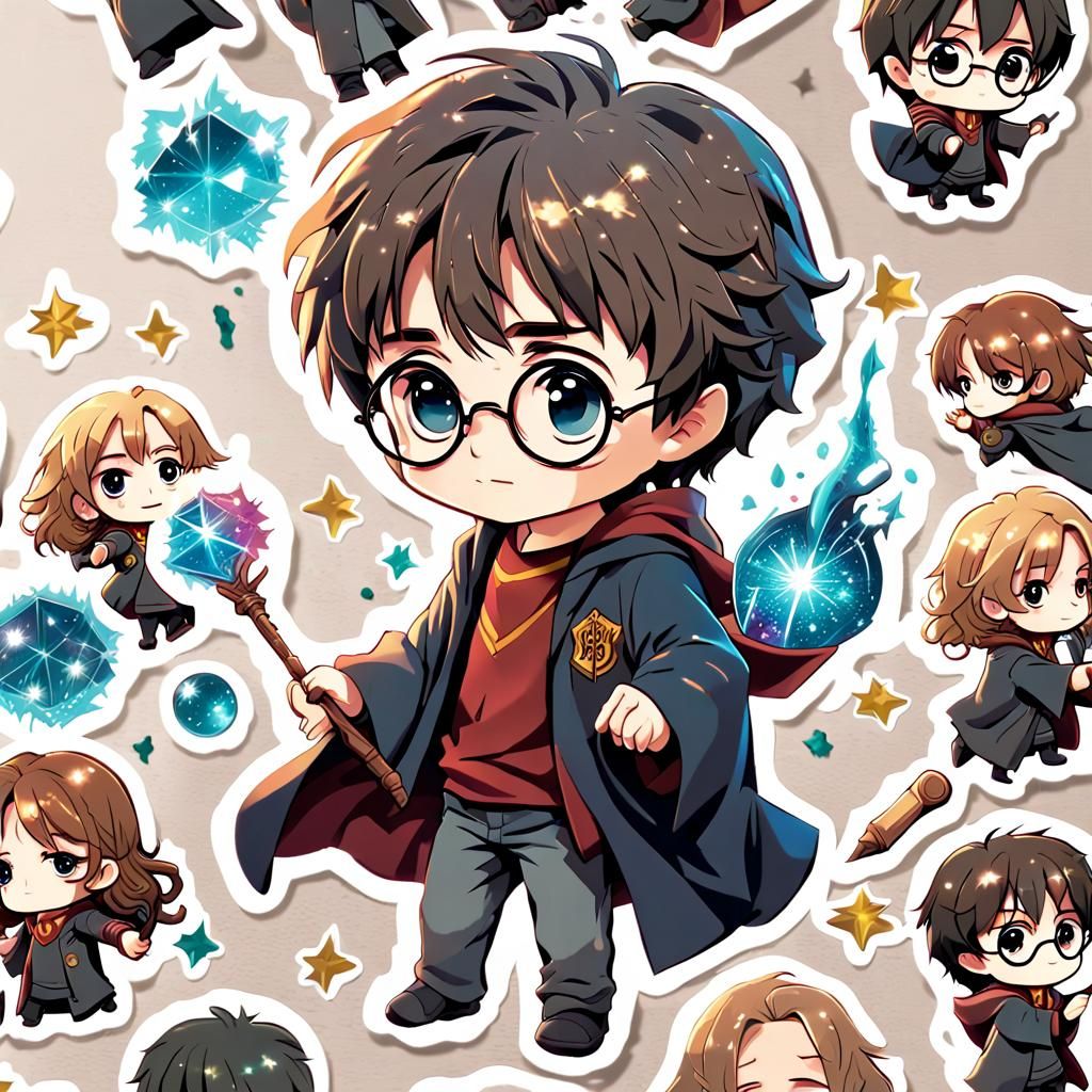 Cute Harry Potter Chibi Sticker in Anime Style