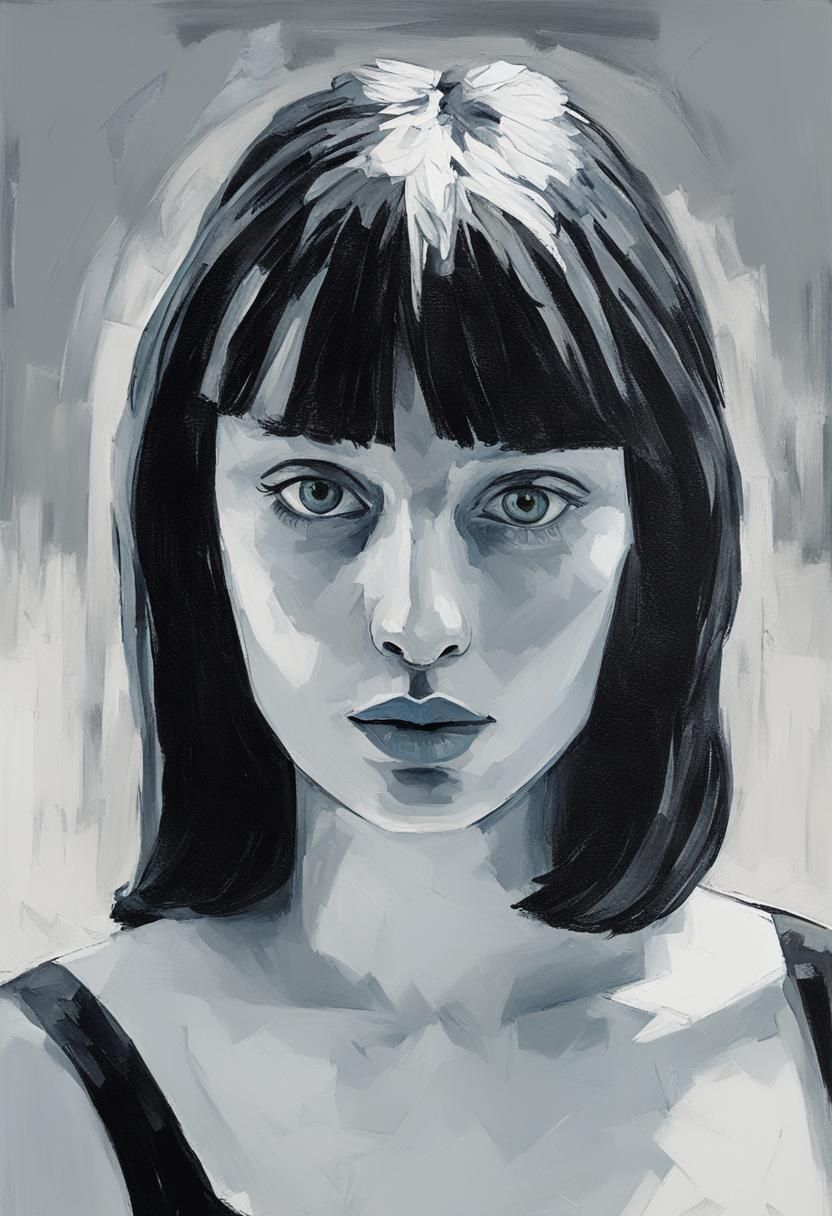 Blue Period Portrait of a Young Woman as Impasto