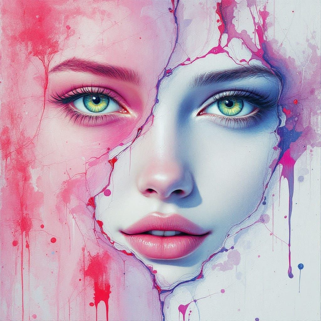 Enigmatic Angelic Face in Watercolor