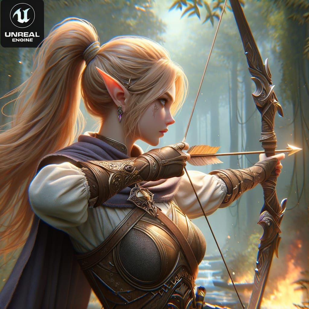 High Elf Archer in a Detailed Fantasy Matte Painting