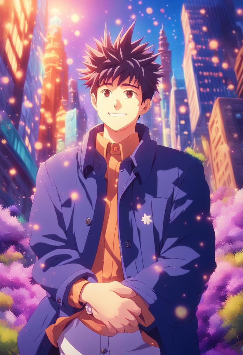 Anime Boy Portrait in Dreamlike Setting