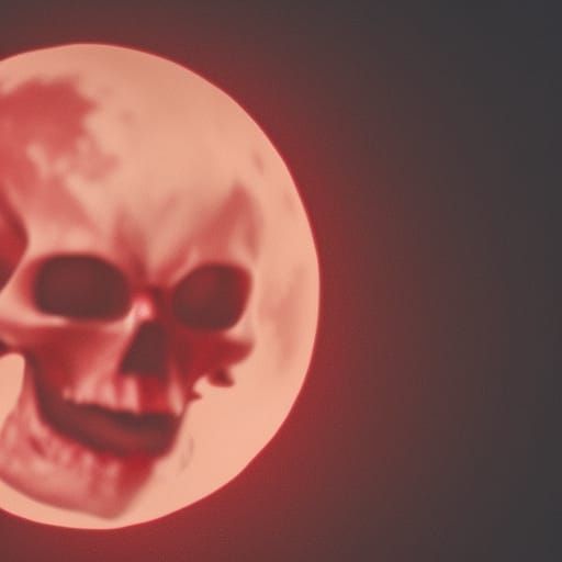 Blood Red Skull Moon in Photorealistic Style