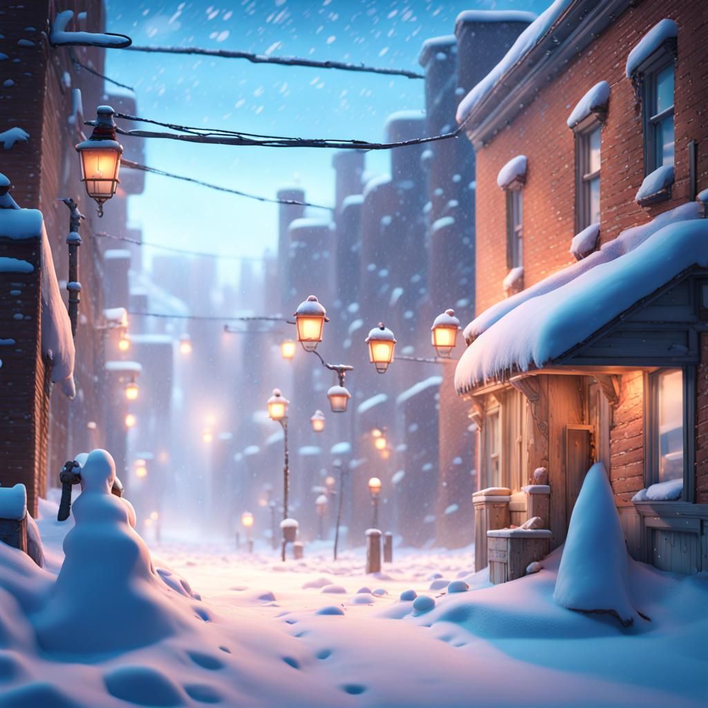 Winter Snowstorm in Pixar-Style 3D Digital Art
