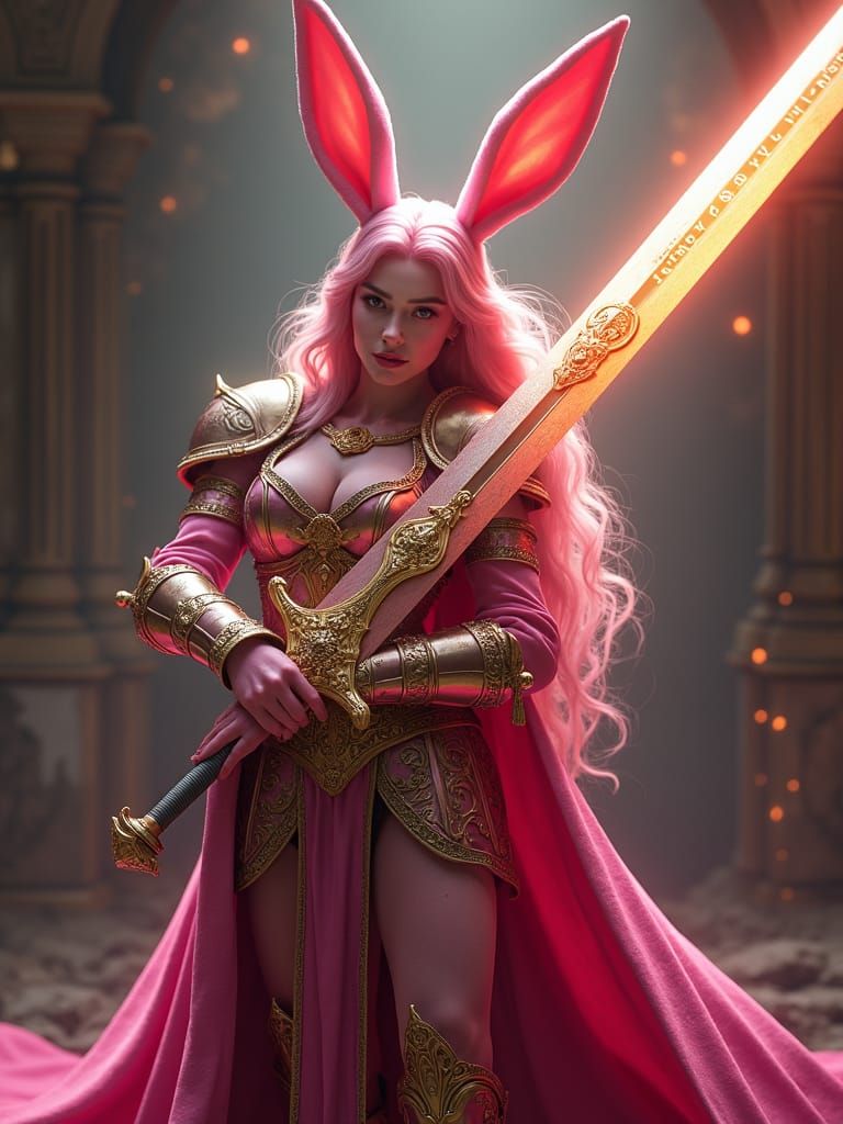 Jessica Rabbit as Medieval Knight in Pink Armor