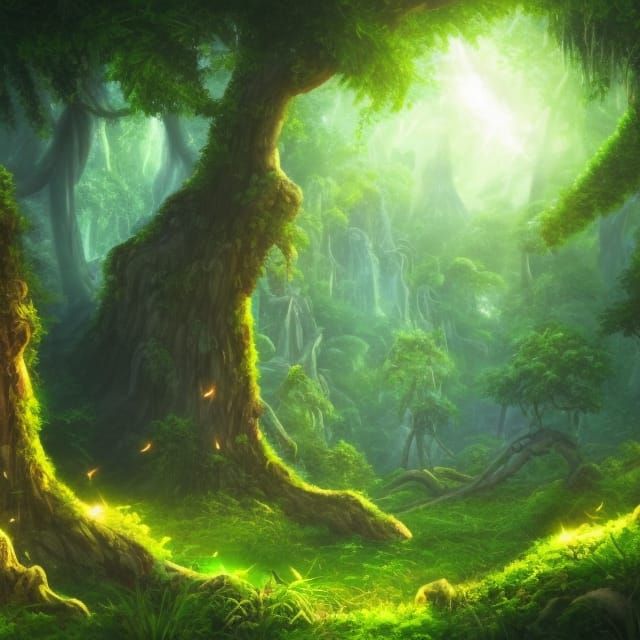 Magical Forest Ruins with Ancient Trees