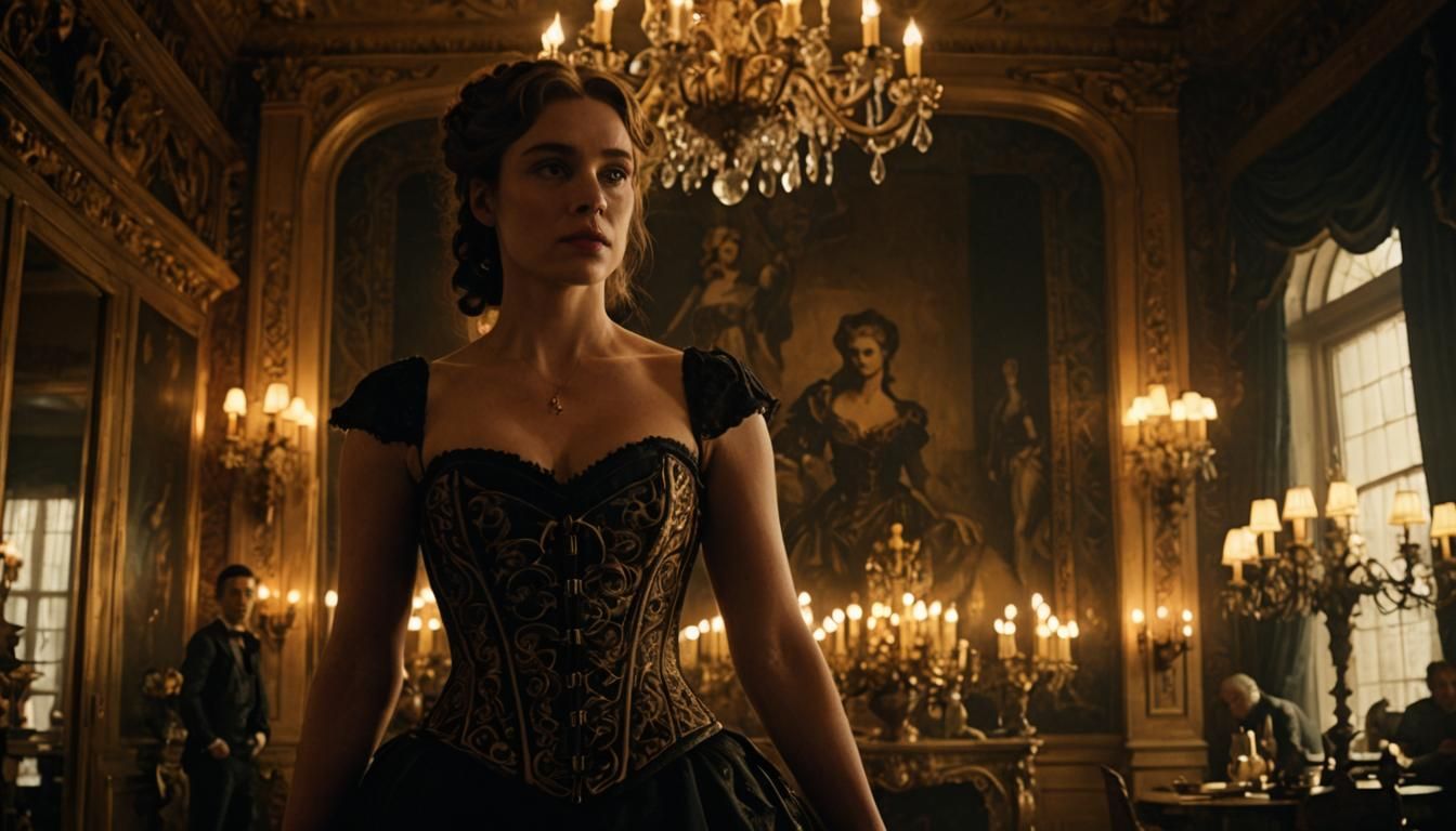 Woman in Corset with Cinematic Lighting