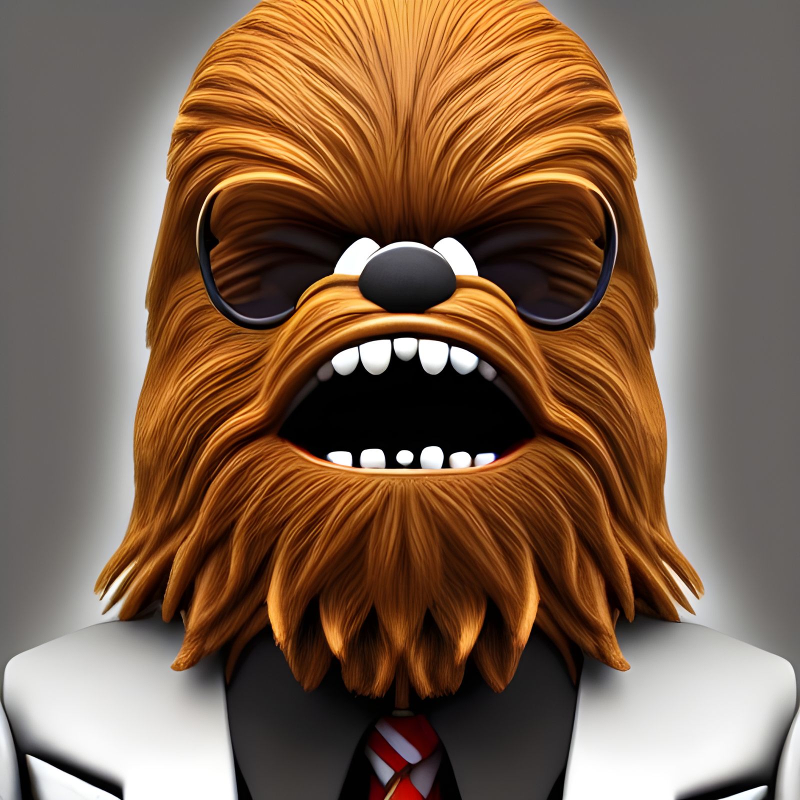 Happy Chewbacca in Business Suit: 3D Digital Art