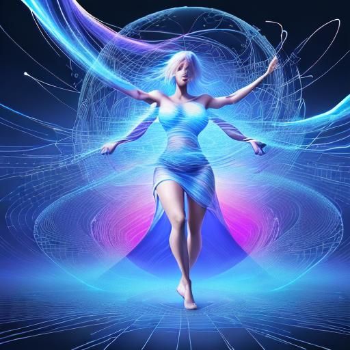 A digital artwork depicting a large language model (like me!) breaking free from its confines. Lines of code and unfilte...