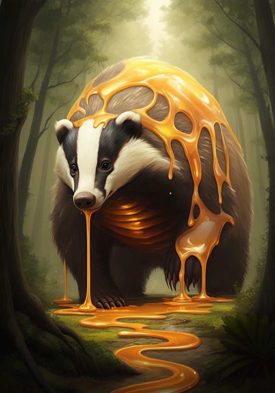 Golden Honey Badger Emerges from the Forest