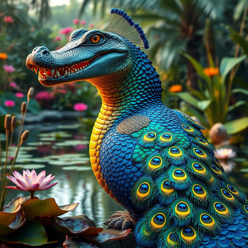 Peacock Crocodile Hybrid in Tropical Garden