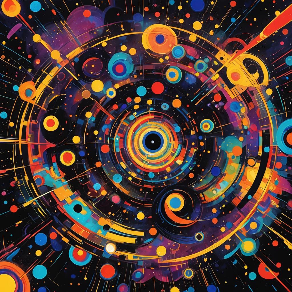 Vibrant Cosmic Abstract Art: Black Holes Vibrating