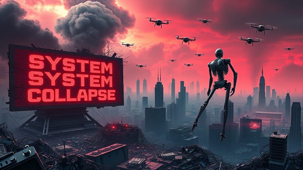 Cyberpunk Metropolis in Ruins: SYSTEM COLLAPSE Album Cover
