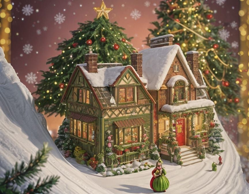 Whoville Christmas Chaos in Vibrant Watercolor Style