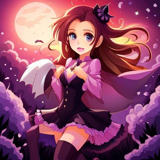 Halloween Chibi Scene in Anime Style