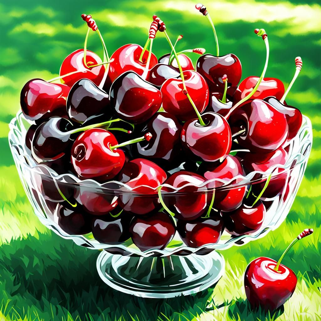 AI Generated Cherry Delight Still Life