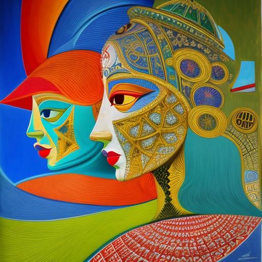 Psychedelic Fractal Art Inspired by Cubism