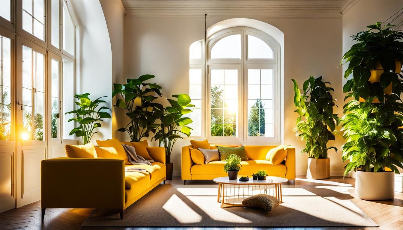 Cozy Home with Indoor Plant in Sunlight