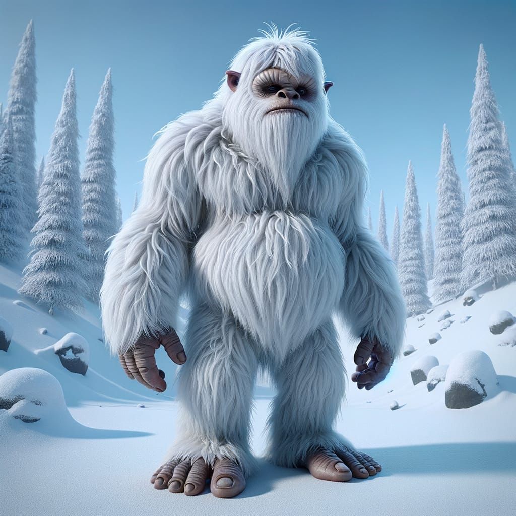 3D Yeti in 90s Video Game Style