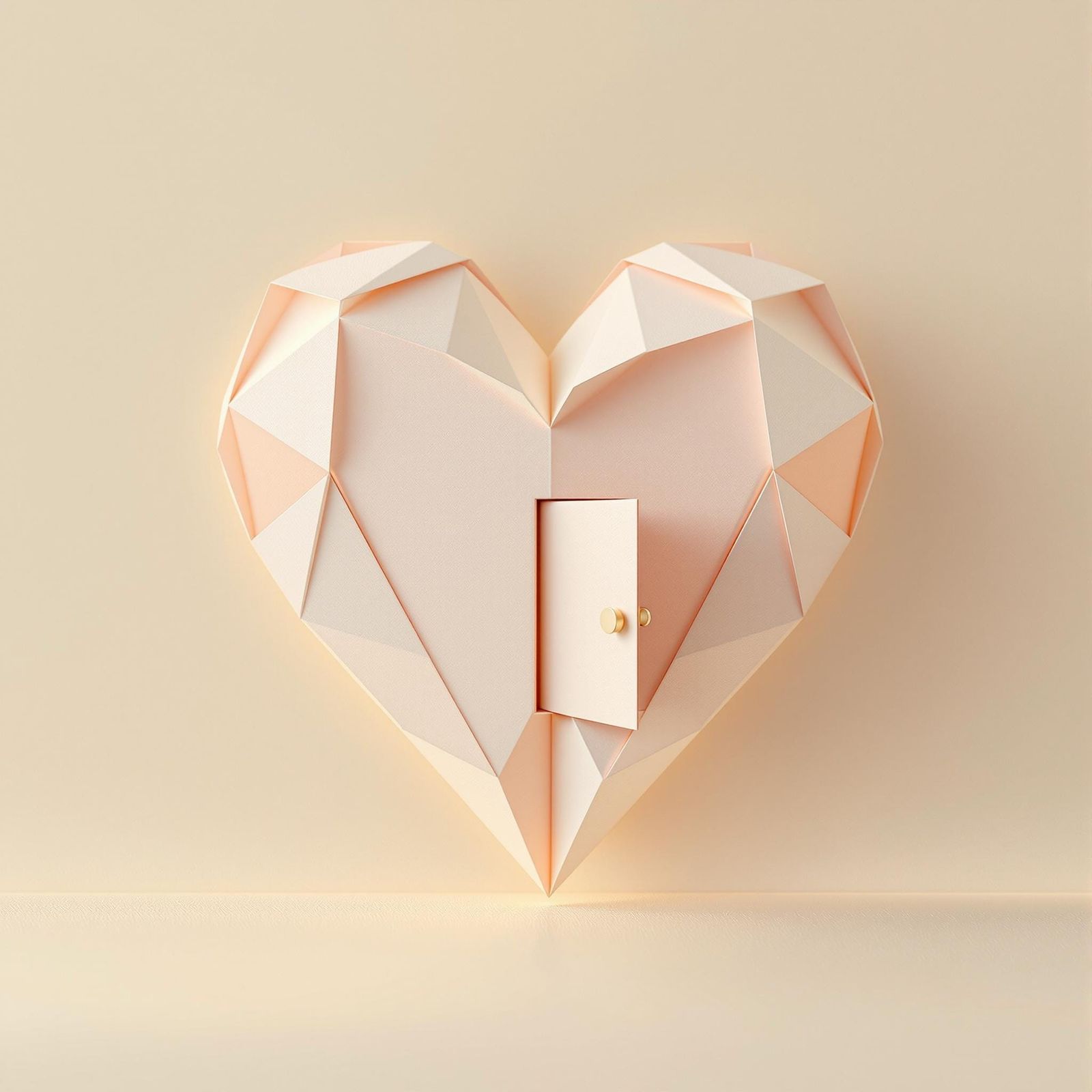 Origami Heart with Open Door Digital Illustration