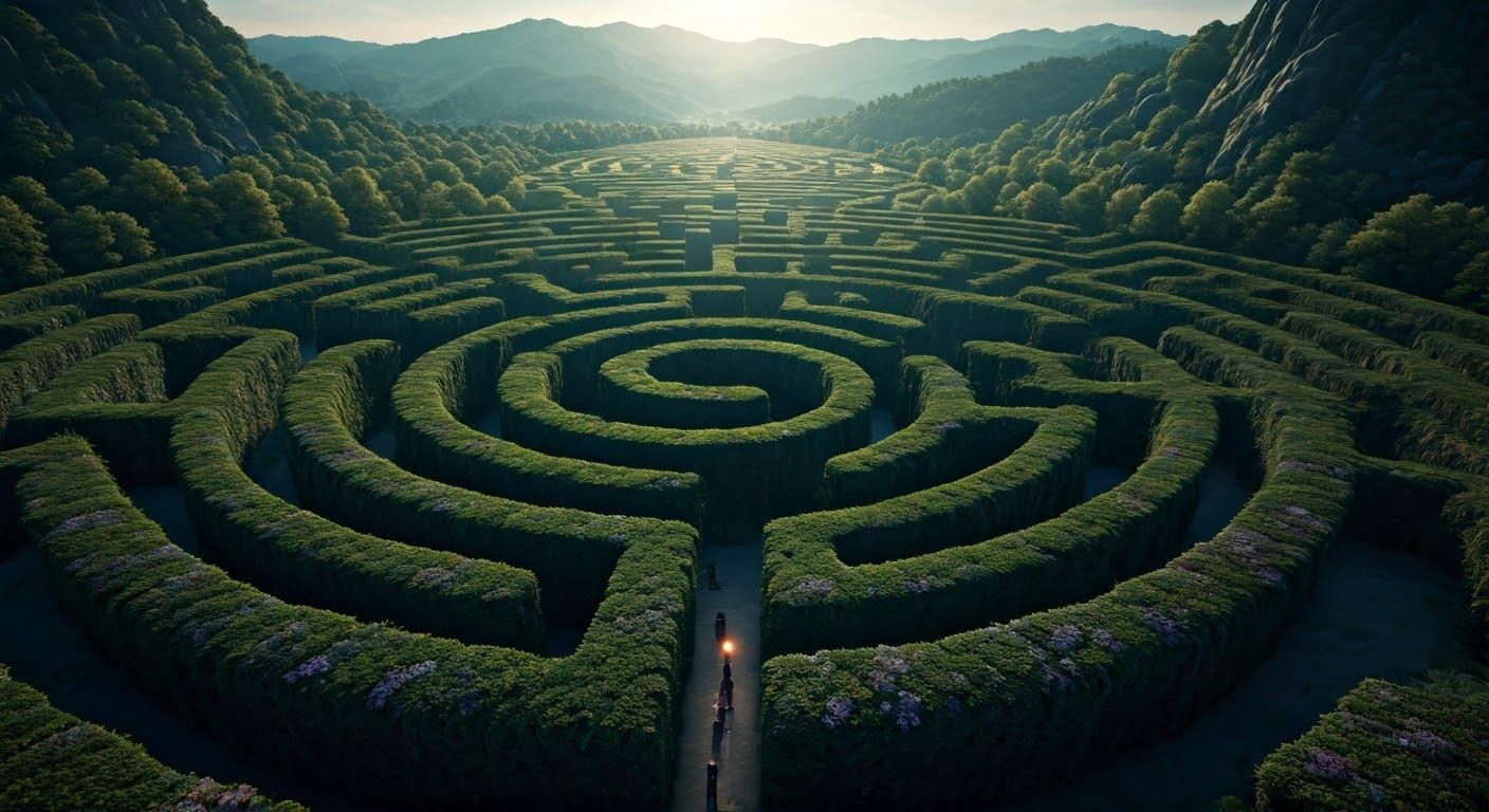 Maze of Dreams: Lush, Surreal Landscape with Bioluminescent ...