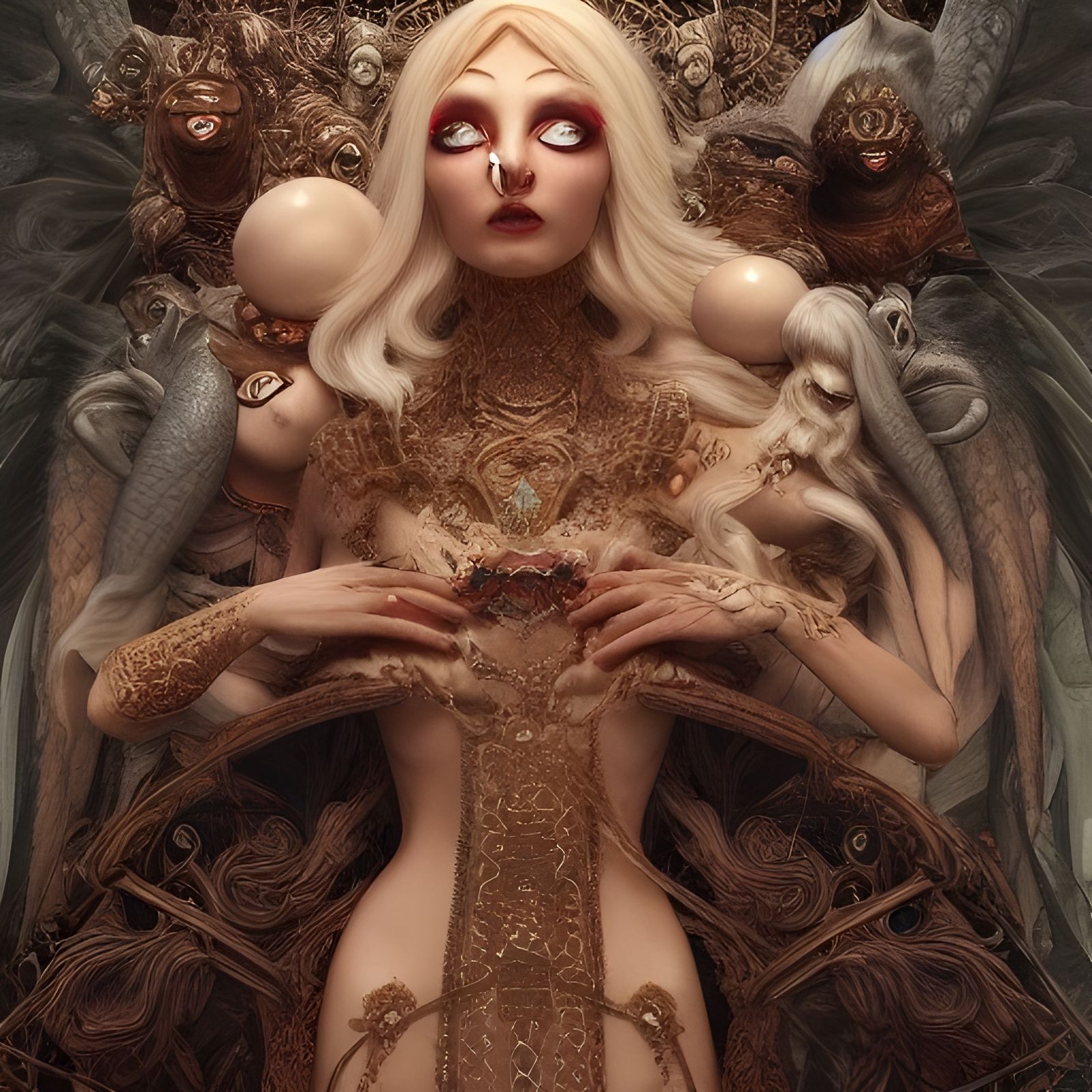 Goddess Surrounded by Evil Men: Ghibli-Inspired Art