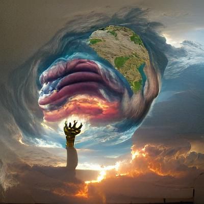 Celestial God Cradling Earth: Awe-Inspiring Image