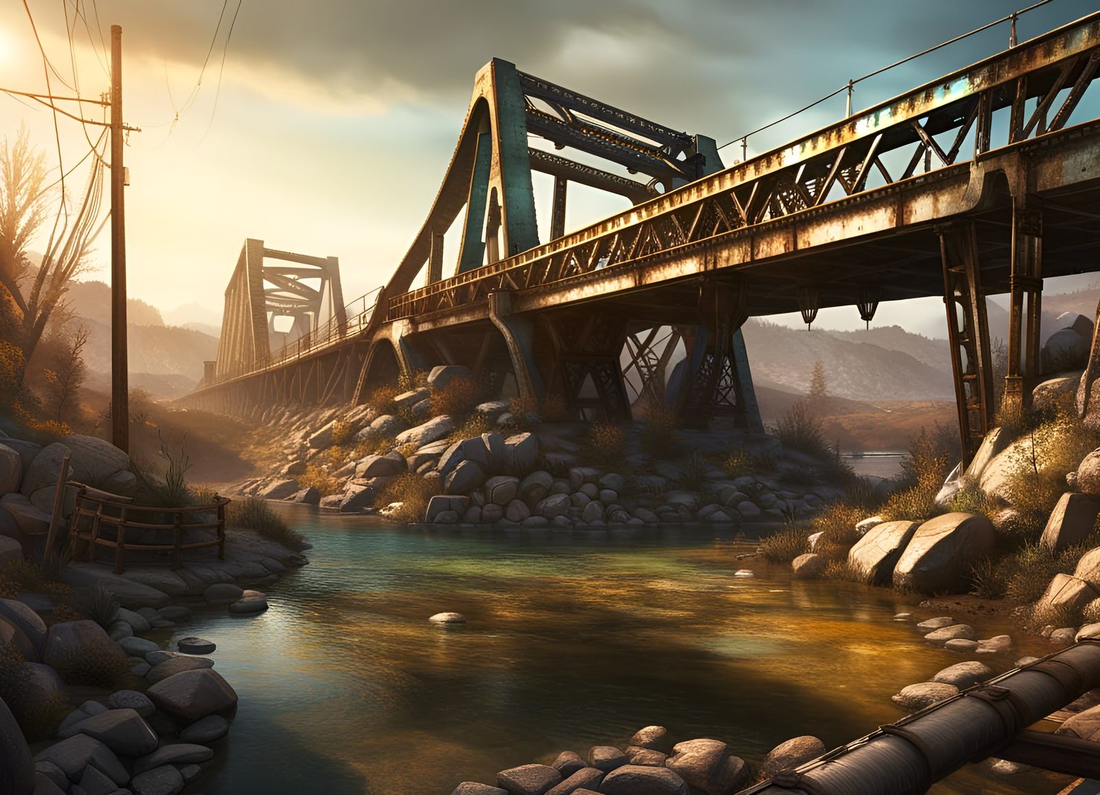 Hyperrealistic Fallout Bridge Concept Art