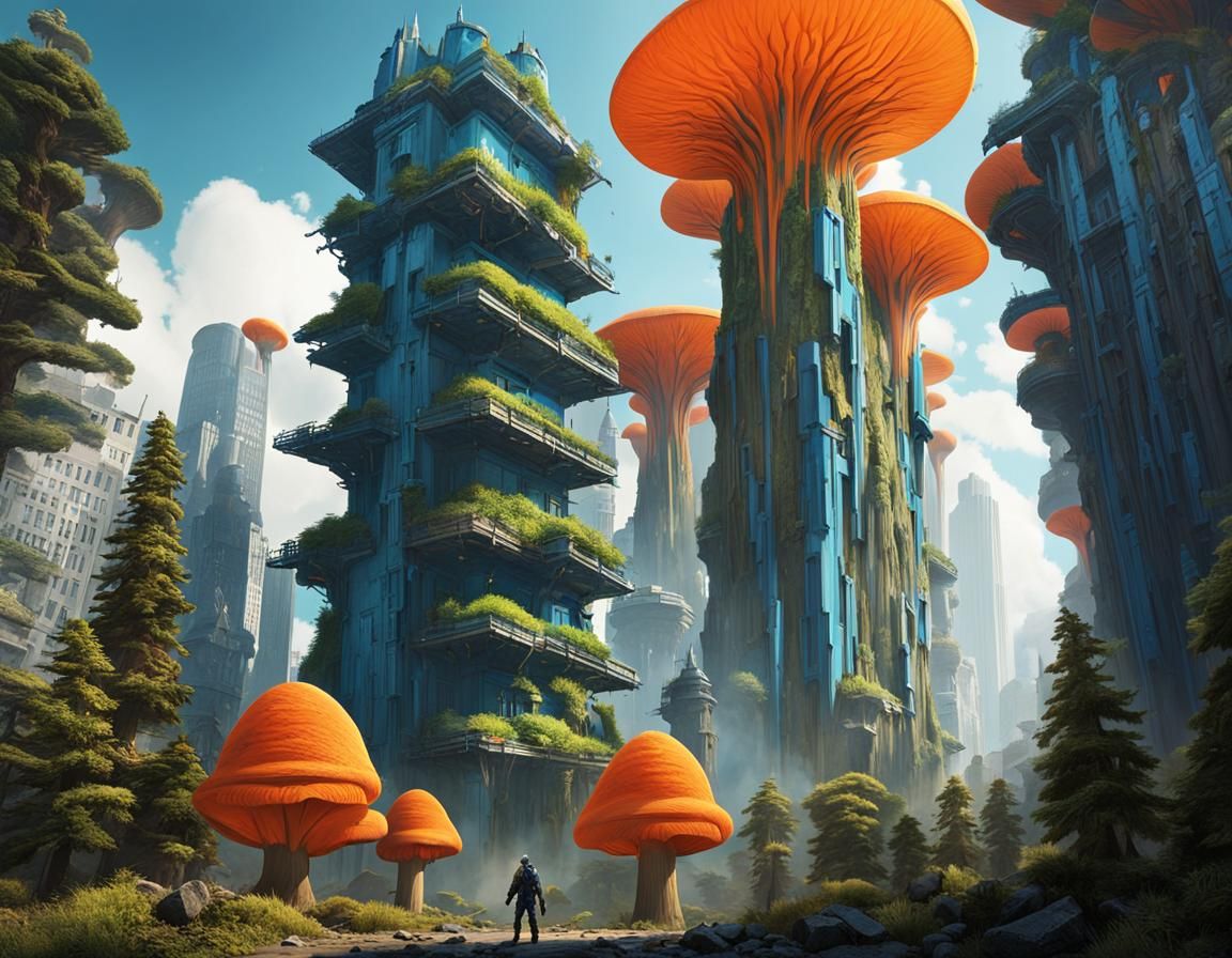 Futuristic Wasteland: Biomechanical Wasps and Nature's Claim