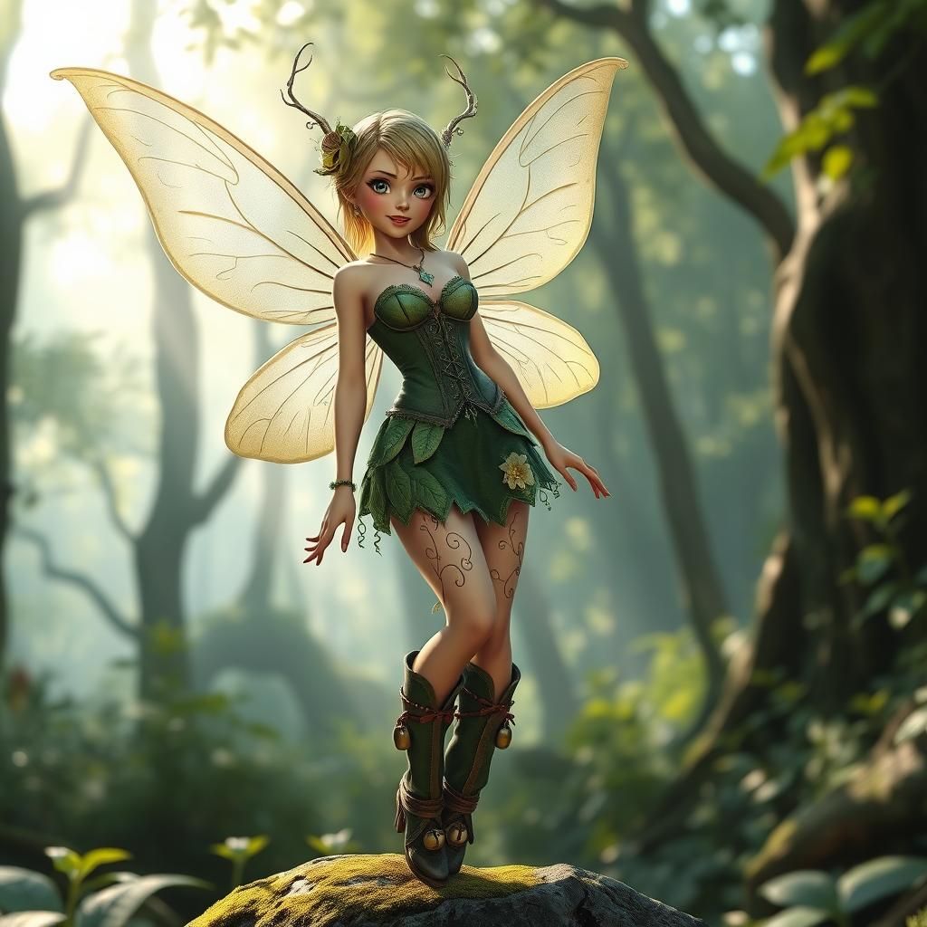 Hyper-Realistic Woodland Fairy in Anime Style